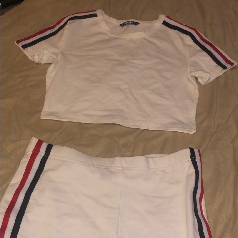 Striped Tape Side Top and Shorts Set